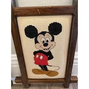 Disney Mickey Mouse Cross-Stitch Decor - Black, Red, Cream